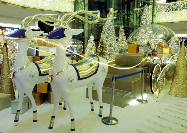 商場(chǎng)圣誕麋鹿櫥窗展示