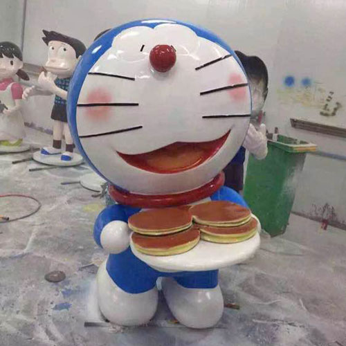 卡通機(jī)器貓雕塑小品