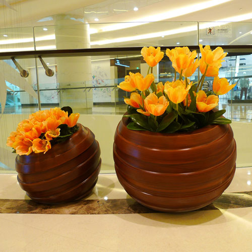 商場仿銅圓形花盆