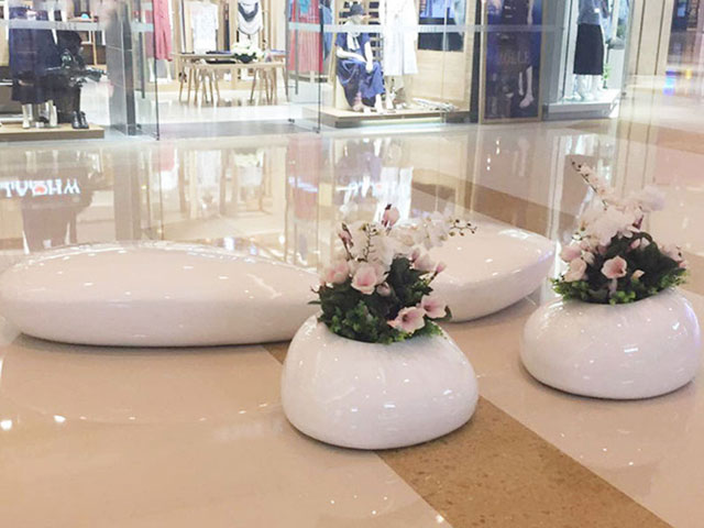 商場玻璃鋼石頭凳花盆 商場玻璃鋼石頭凳花盆