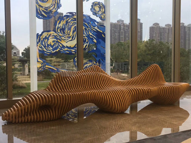 大型多人位木質切片長椅創(chuàng)意商場公共休息藝術切片椅 大型多人位木質切片長椅創(chuàng)意商場公共休息藝術切片椅